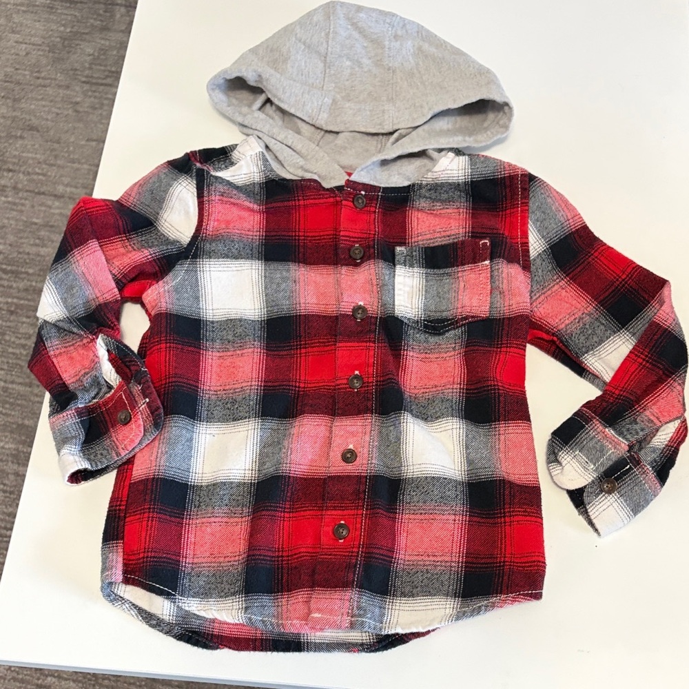 OshKosh B'gosh Plaid Button-Down Shirt with Hood
